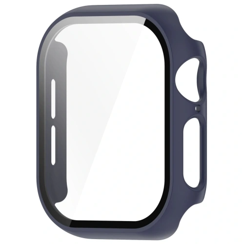 Etui ze szkłem do zegarka Bizon Case+Glass Watch do Apple Watch 10 / 11 46mm ciemnoniebieskie