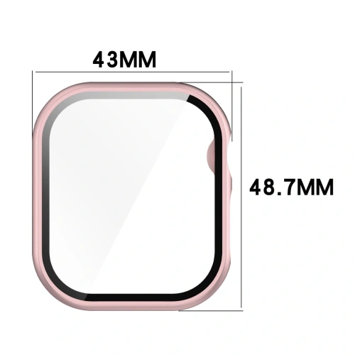 Etui ze szkłem do zegarka Bizon Case+Glass Watch do Apple Watch 10 / 11 46mm jasnoróżowe
