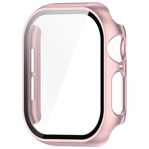 Etui ze szkłem do zegarka Bizon Case+Glass Watch do Apple Watch 10 / 11 46mm jasnoróżowe