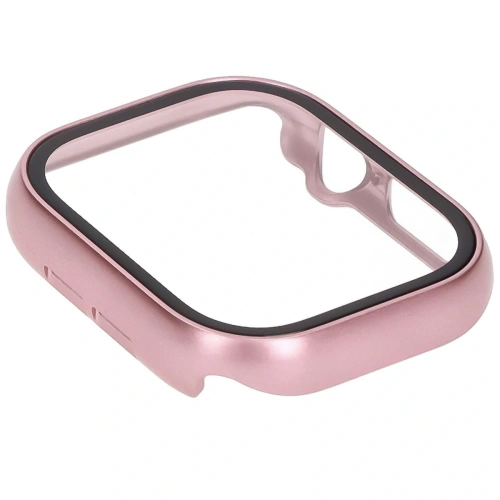 Etui ze szkłem do zegarka Bizon Case+Glass Watch do Apple Watch 10 / 11 46mm jasnoróżowe