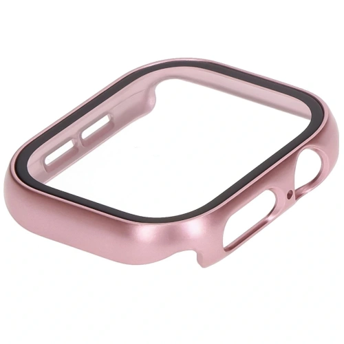 Etui ze szkłem do zegarka Bizon Case+Glass Watch do Apple Watch 10 / 11 46mm jasnoróżowe