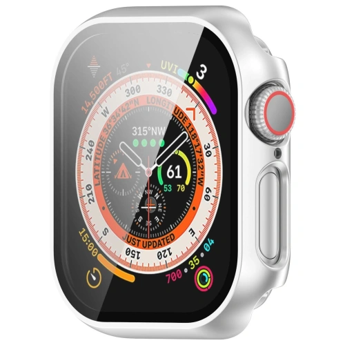 Etui ze szkłem do zegarka Bizon Case+Glass Watch do Apple Watch 10 / 11 46mm srebrne
