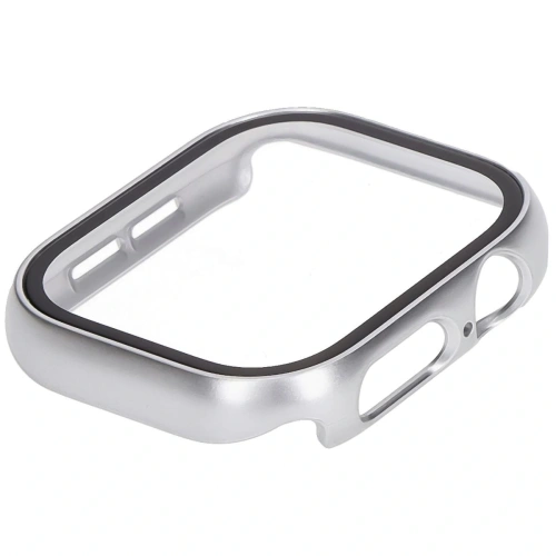 Etui ze szkłem do zegarka Bizon Case+Glass Watch do Apple Watch 10 / 11 46mm srebrne