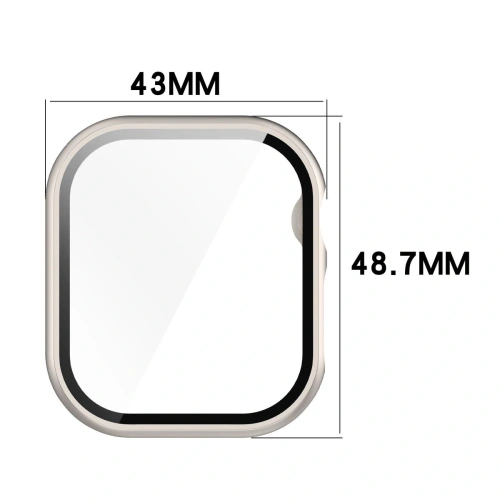 Etui ze szkłem do zegarka Bizon Case+Glass Watch do Apple Watch 10 / 11 46mm szampańskie