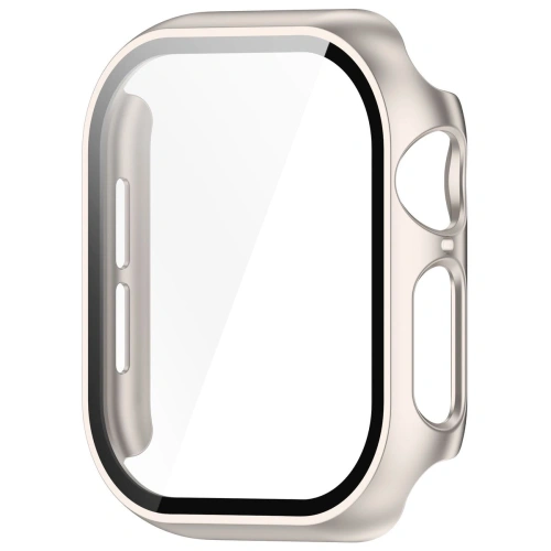 Etui ze szkłem do zegarka Bizon Case+Glass Watch do Apple Watch 10 / 11 46mm szampańskie