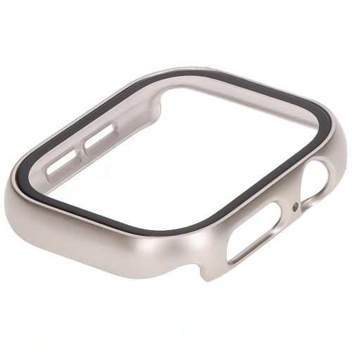 Etui ze szkłem do zegarka Bizon Case+Glass Watch do Apple Watch 10 / 11 46mm szampańskie