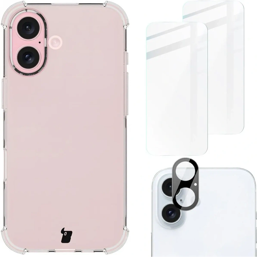 Wholesale Bizon Case Clear Pack case + 2x tempered glass + lens glass Apple iPhone 16 - BIZ6455 - {ean13} - Hurt