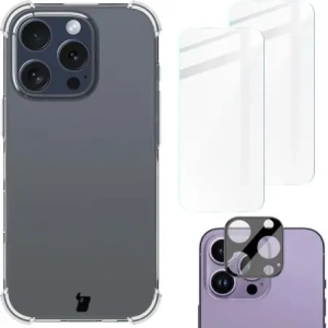Hurtownia GSM - Etui + 2x tvrzené sklo na displej + sklo na objektiv Bizon Case Clear Pack pro Apple iPhone 16 Pro - BIZ6461 - {ean13} - Hurt