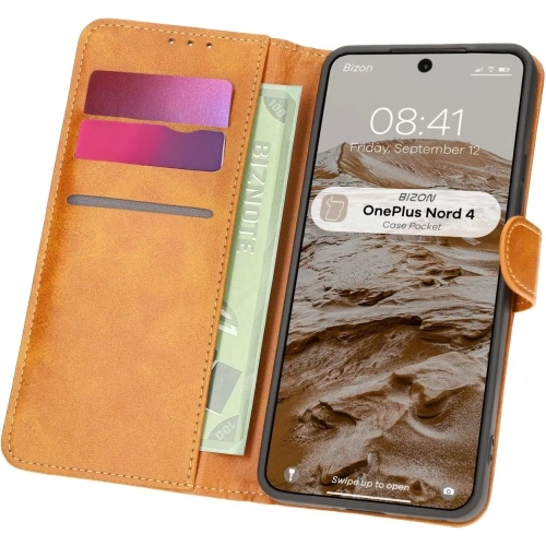 Etui z klapką Bizon Case Pocket do OnePlus Nord 4 brązowe