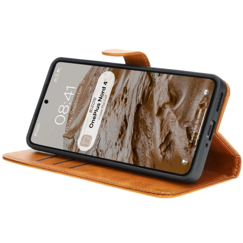 Etui z klapką Bizon Case Pocket do OnePlus Nord 4 brązowe