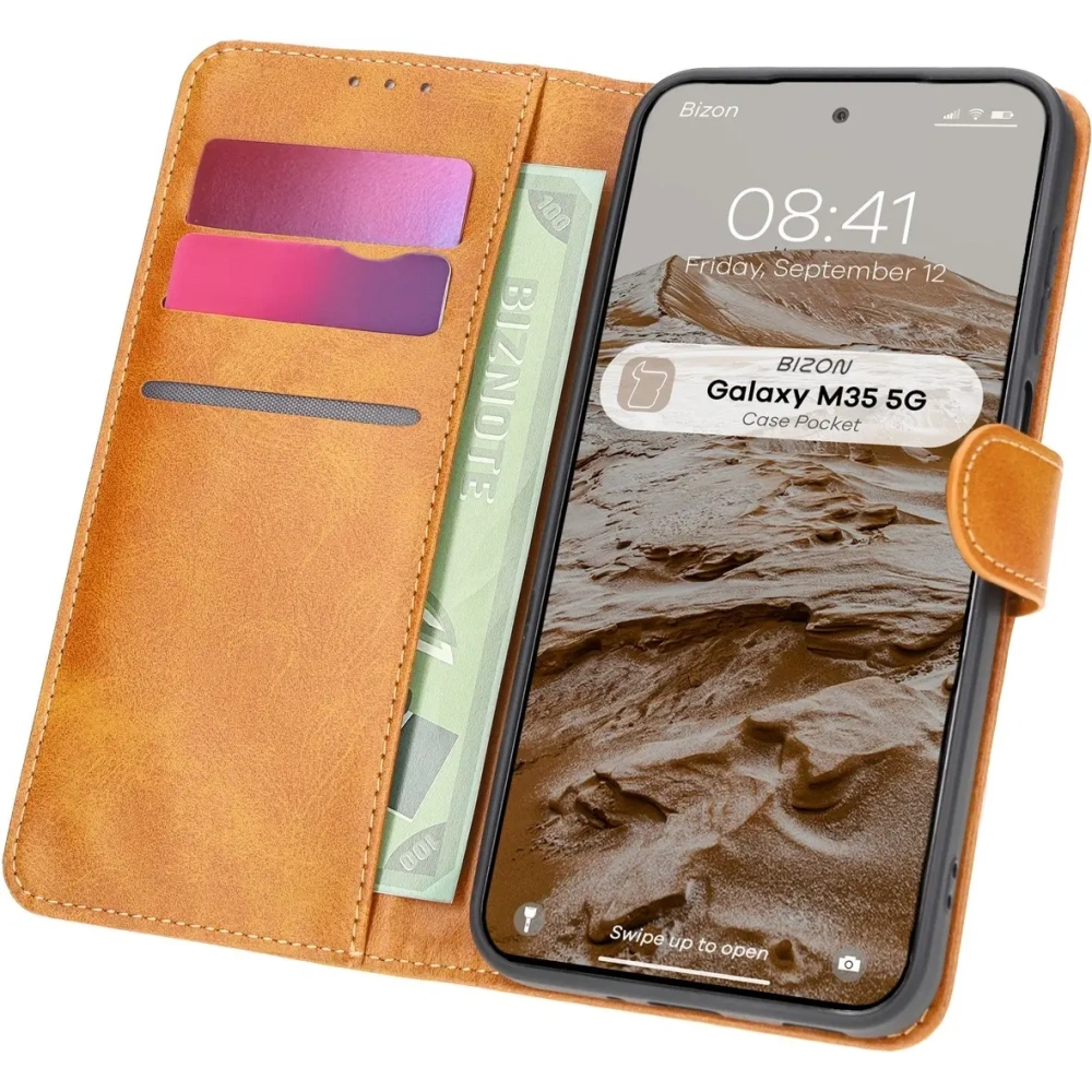 Hurtownia GSM - Etui z klapką Bizon Case Pocket do Samsung Galaxy M35 5G hnědé - BIZ6474 - {ean13} - Hurt
