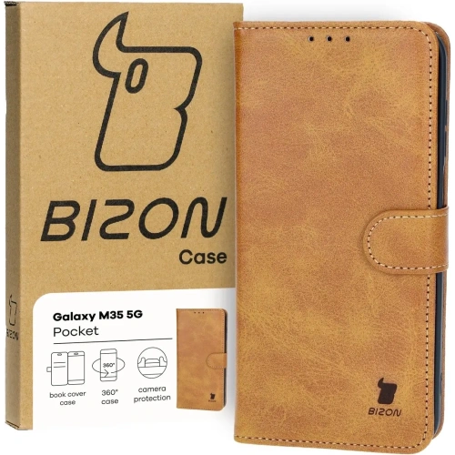 Etui z klapką Bizon Case Pocket do Samsung Galaxy M35 5G brązowe