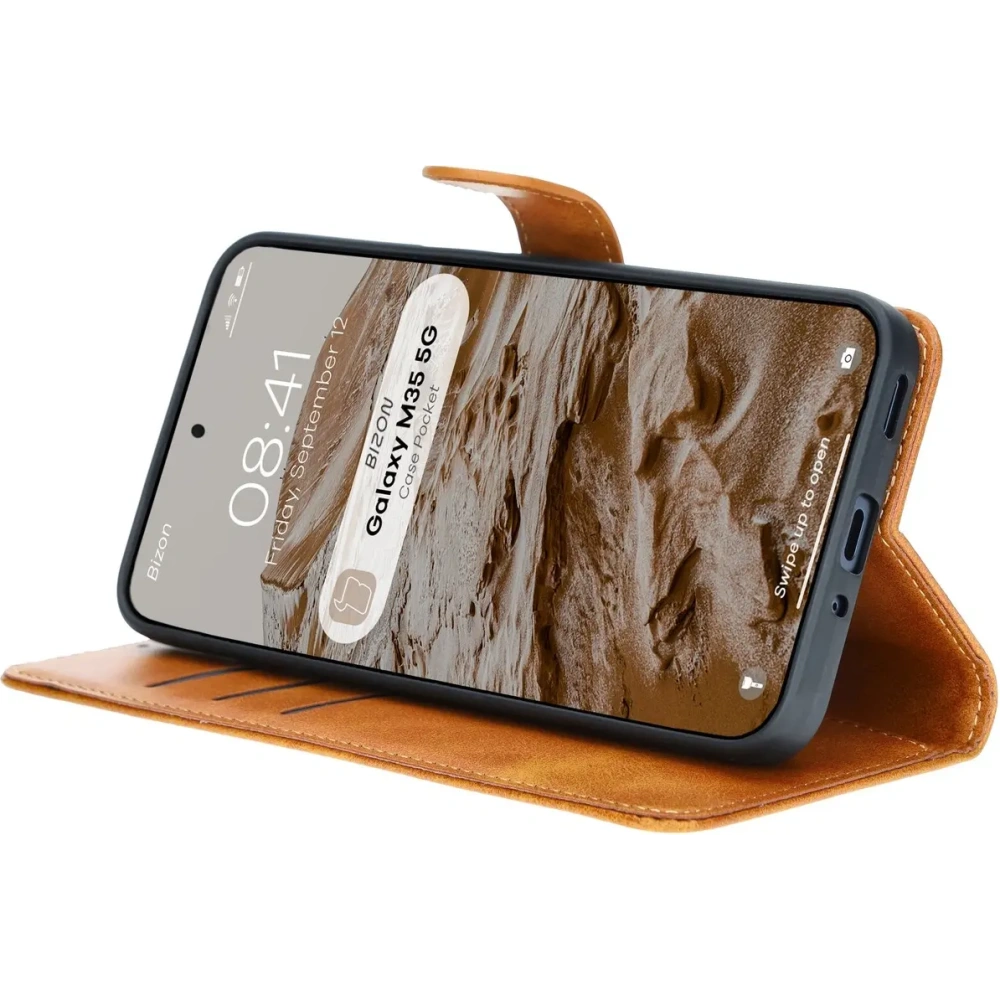 Hurtownia GSM - Etui z klapką Bizon Case Pocket do Samsung Galaxy M35 5G brązowe - BIZ6474 - {ean13} - Hurt