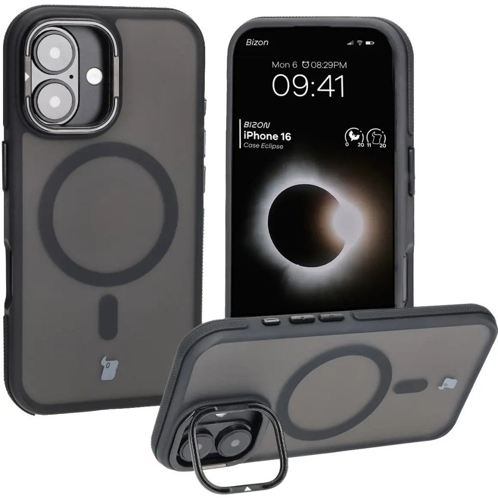 Hurtownia GSM - Bizon Case Eclipse Apple iPhone 16 füstös fekete kerettel - BIZ6481 - {ean13} - Hurt