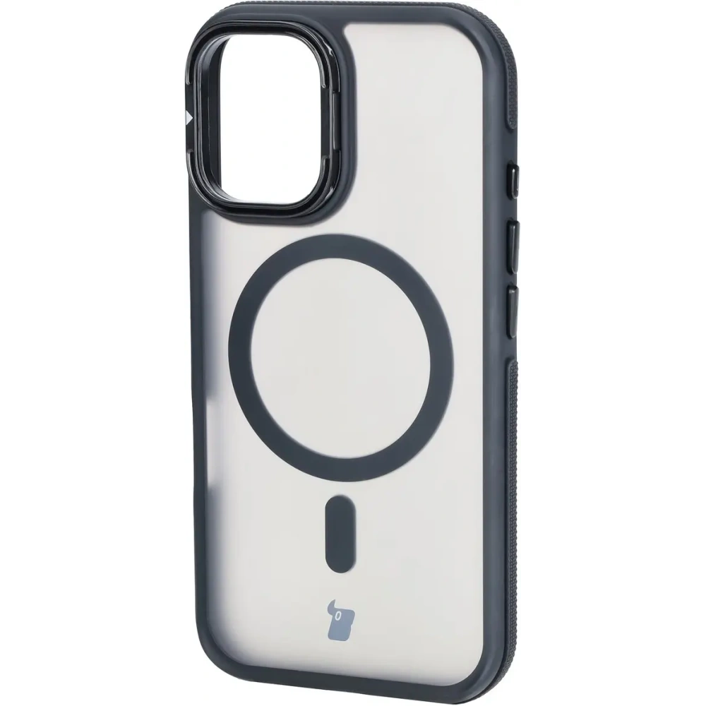 Hurtownia GSM - Etui s podstavcem a magnetickým kroužkem Bizon Case Eclipse pro Apple iPhone 16 kouřové s černým rámečkem - BIZ6481 - {ean13} - Hurt