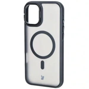 Hurtownia GSM - Etui s podstavcem a magnetickým kroužkem Bizon Case Eclipse pro Apple iPhone 16 Plus kouřové s černým rámečkem - BIZ6482 - {ean13} - Hurt