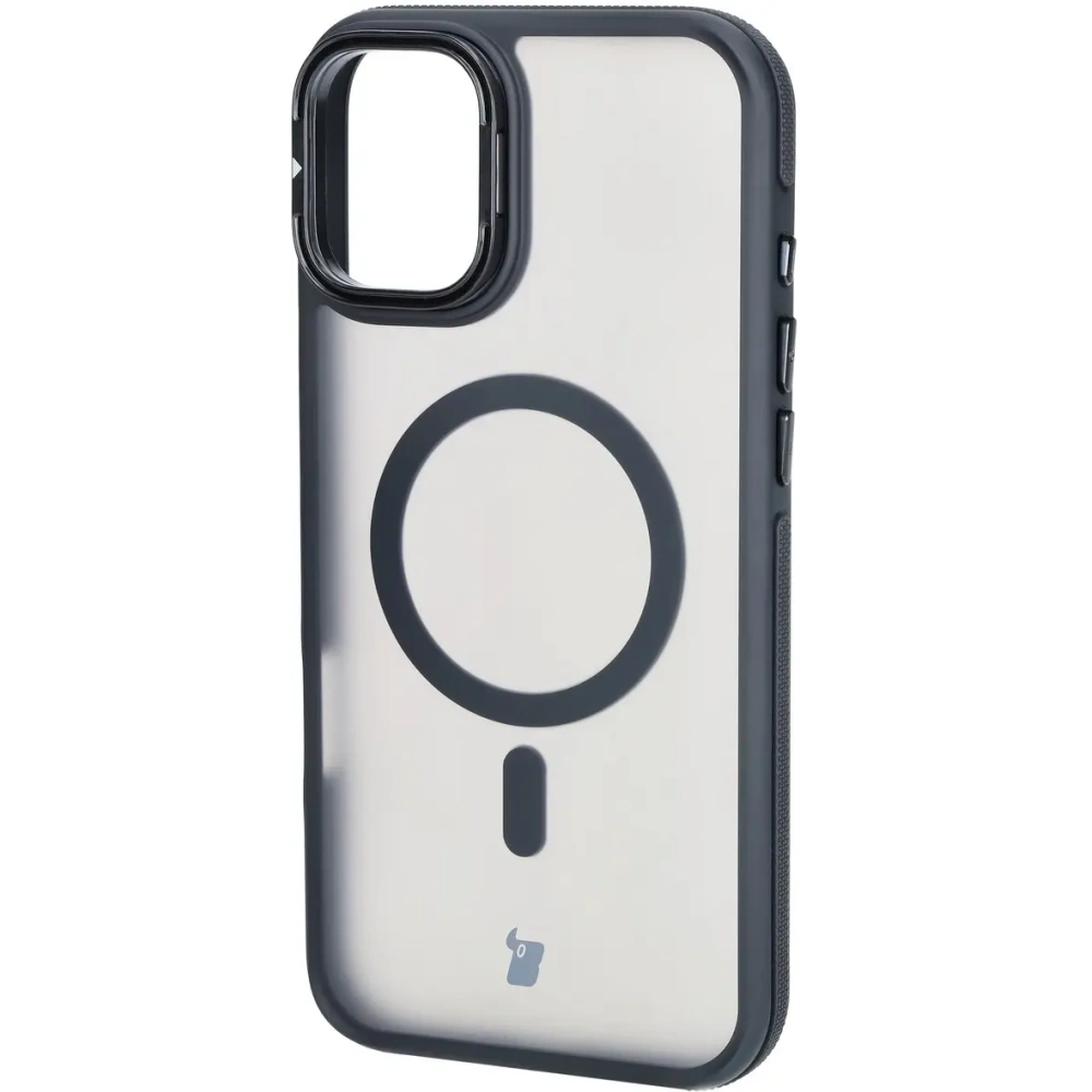 Hurtownia GSM - Etui s podstavcem a magnetickým kroužkem Bizon Case Eclipse pro Apple iPhone 16 Plus kouřové s černým rámečkem - BIZ6482 - {ean13} - Hurt