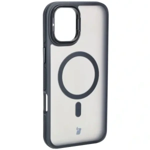 Hurtownia GSM - Etui s podstavcem a magnetickým kroužkem Bizon Case Eclipse pro Apple iPhone 16 Plus kouřové s černým rámečkem - BIZ6482 - {ean13} - Hurt