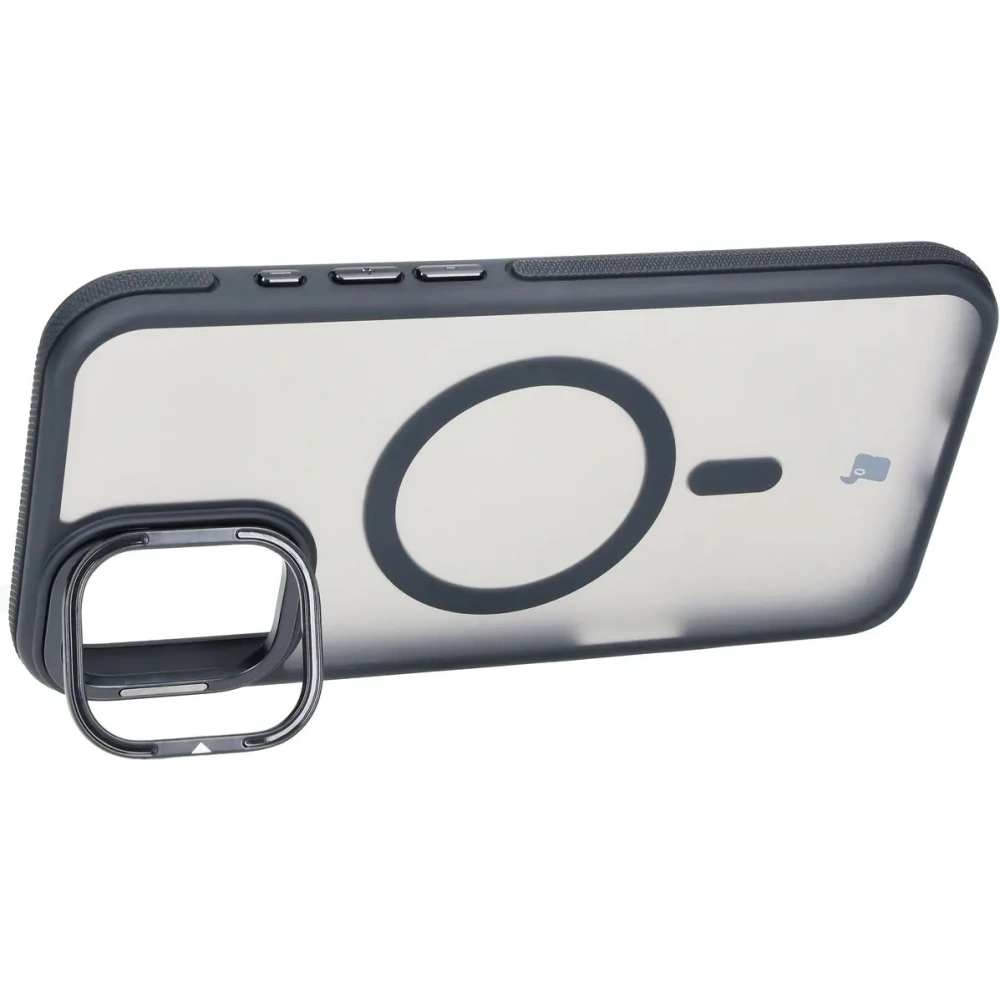 Hurtownia GSM - Etui s podstavcem a magnetickým kroužkem Bizon Case Eclipse pro Apple iPhone 16 Plus kouřové s černým rámečkem - BIZ6482 - {ean13} - Hurt