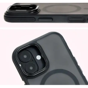 Hurtownia GSM - Etui s podstavcem a magnetickým kroužkem Bizon Case Eclipse pro Apple iPhone 16 Plus kouřové s černým rámečkem - BIZ6482 - {ean13} - Hurt