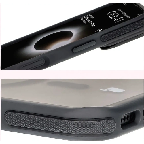 Etui z podstawką i pierścieniem magnetycznym Bizon Case Eclipse do Apple iPhone 16 Plus przydymione z czarną ramką