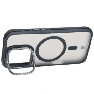 Hurtownia GSM - Etui s podstavcem a magnetickým kroužkem Bizon Case Eclipse pro Apple iPhone 16 Pro kouřové s černým rámem - BIZ6483 - {ean13} - Hurt