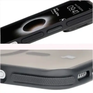 Hurtownia GSM - Etui s podstavcem a magnetickým kroužkem Bizon Case Eclipse pro Apple iPhone 16 Pro kouřové s černým rámem - BIZ6483 - {ean13} - Hurt