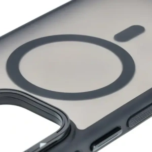 Etui z podstawką i pierścieniem magnetycznym Bizon Case Eclipse do Apple iPhone 16 Pro Max przydymione z czarną ramką