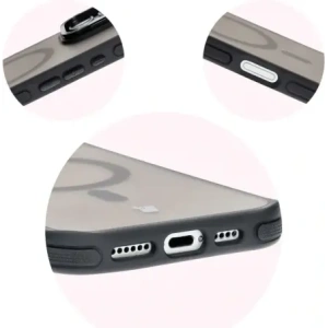 Etui z podstawką i pierścieniem magnetycznym Bizon Case Eclipse do Apple iPhone 16 Pro Max przydymione z czarną ramką