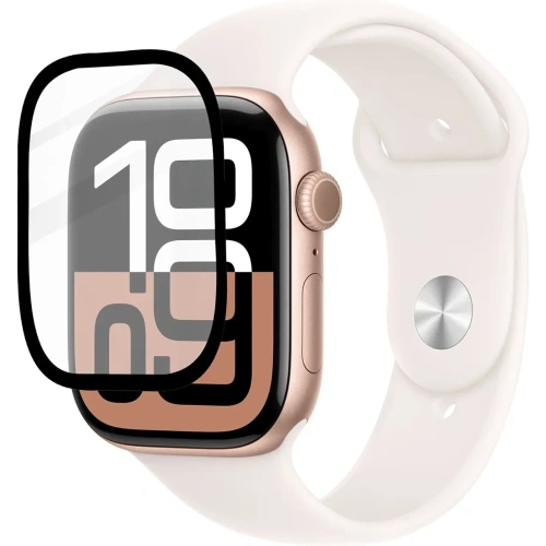 Szkło hybrydowe Bizon Glass Watch Edge Hybrid do Apple Watch 10 42 mm czarne