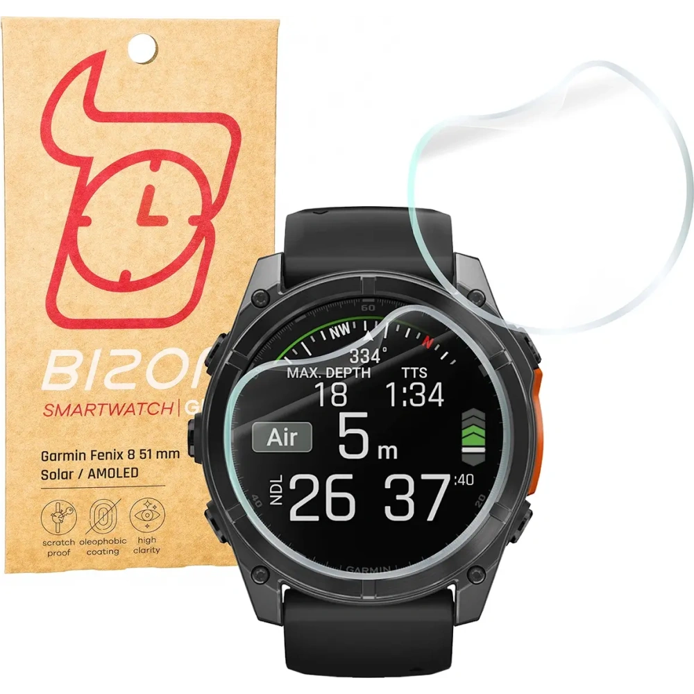 Hurtownia GSM - Folia hydrogelová na displej Bizon Glass Watch Hydrogel pro Garmin Fenix 8 Solar 51 mm / AMOLED 47 mm / AMOLED 51 mm [2 PACK] - BIZ6507 - {ean13} - Hurt