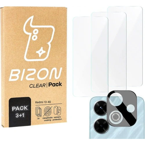3x Szkło na ekran + szkło na aparat BIZON Clear do Xiaomi Redmi 13 4G
