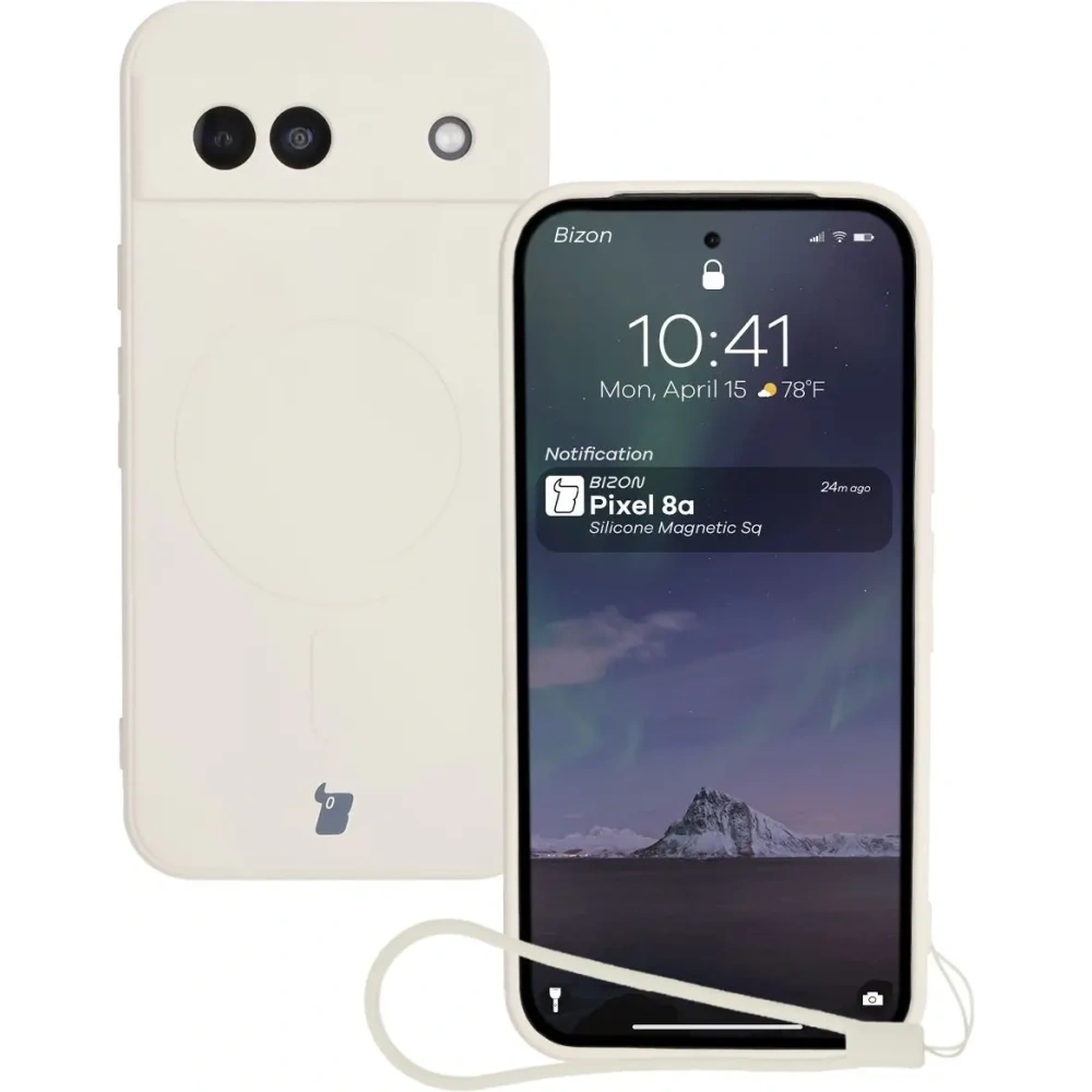 Hurtownia GSM - Silikonowe etui z pierścieniem magnetycznym Bizon Case Silicone Magnetic Sq do Google Pixel 8a beżowe - BIZ6513 - {ean13} - Hurt
