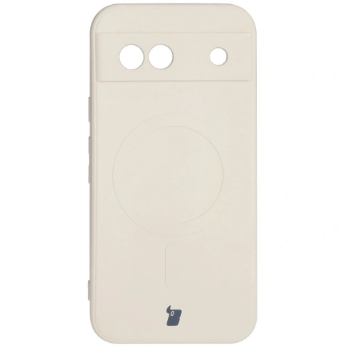 Silikonowe etui z pierścieniem magnetycznym Bizon Case Silicone Magnetic Sq do Google Pixel 8a beżowe