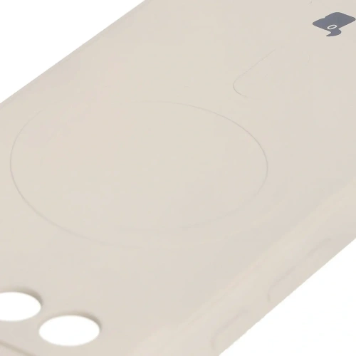 Silikonowe etui z pierścieniem magnetycznym Bizon Case Silicone Magnetic Sq do Google Pixel 8a beżowe