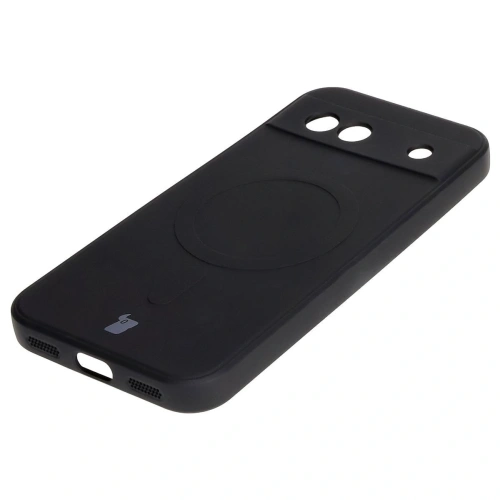 Silikonowe etui z pierścieniem magnetycznym Bizon Case Silicone Magnetic Sq do Google Pixel 8a czarne