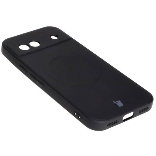 Silikonowe etui z pierścieniem magnetycznym Bizon Case Silicone Magnetic Sq do Google Pixel 8a czarne
