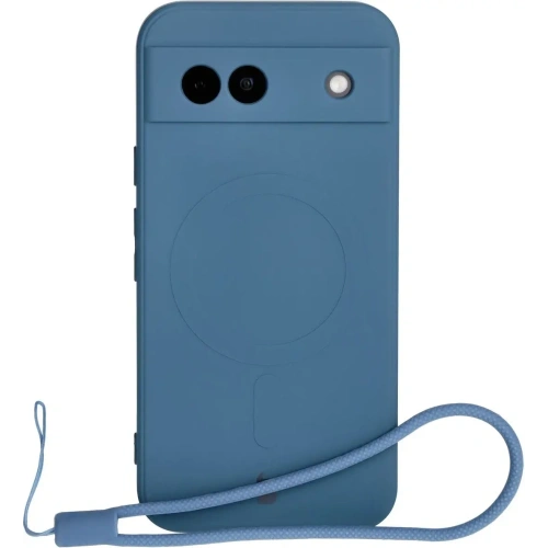Silikonowe etui z pierścieniem magnetycznym Bizon Case Silicone Magnetic Sq do Google Pixel 8a granatowe