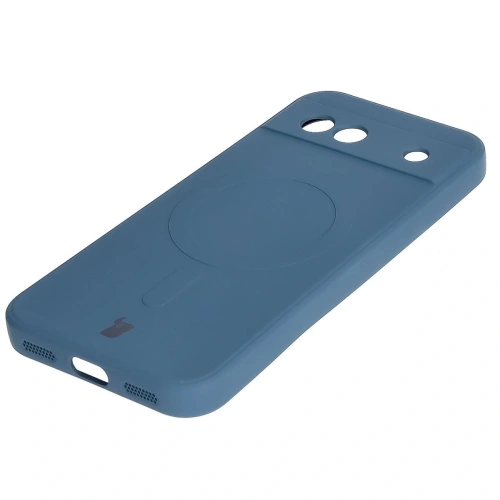 Silikonowe etui z pierścieniem magnetycznym Bizon Case Silicone Magnetic Sq do Google Pixel 8a granatowe