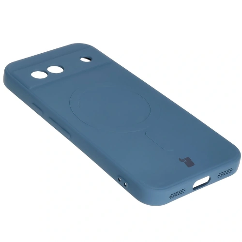 Silikonowe etui z pierścieniem magnetycznym Bizon Case Silicone Magnetic Sq do Google Pixel 8a granatowe