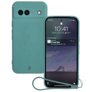 Hurtownia GSM - Silikonové pouzdro s magnetickým kroužkem Bizon Case Silicone Magnetic Sq pro Google Pixel 8a tmavě zelené - BIZ6516 - {ean13} - Hurt