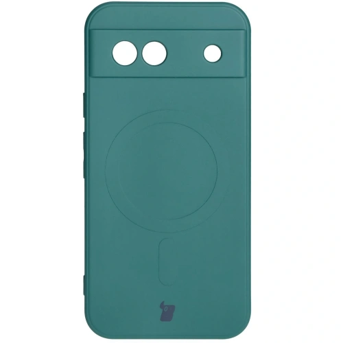Silikonowe etui z pierścieniem magnetycznym Bizon Case Silicone Magnetic Sq do Google Pixel 8a ciemnozielone