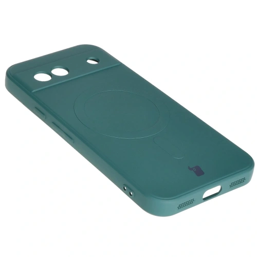 Silikonowe etui z pierścieniem magnetycznym Bizon Case Silicone Magnetic Sq do Google Pixel 8a ciemnozielone