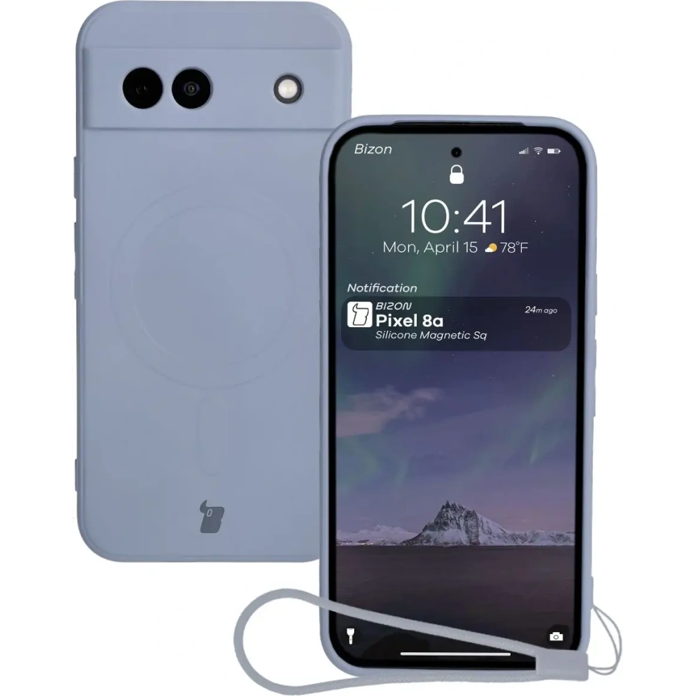 Hurtownia GSM - Silikonové pouzdro s magnetickým kroužkem Bizon Case Silicone Magnetic Sq pro Google Pixel 8a šedé - BIZ6517 - {ean13} - Hurt