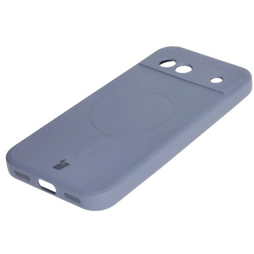 Silikonowe etui z pierścieniem magnetycznym Bizon Case Silicone Magnetic Sq do Google Pixel 8a szare