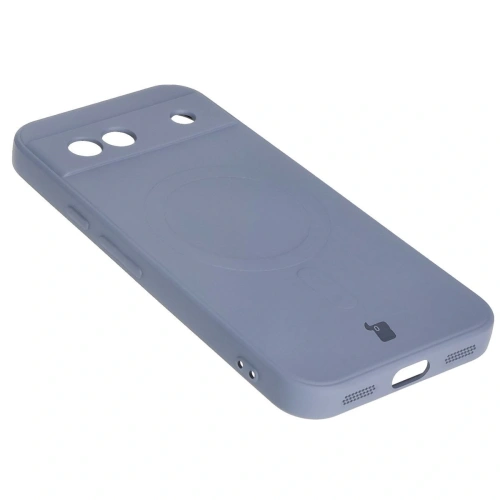 Silikonowe etui z pierścieniem magnetycznym Bizon Case Silicone Magnetic Sq do Google Pixel 8a szare
