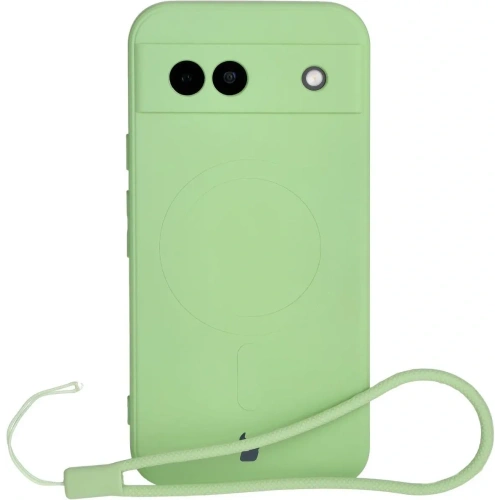 Silikonowe etui z pierścieniem magnetycznym Bizon Case Silicone Magnetic Sq do Google Pixel 8a jasnozielone