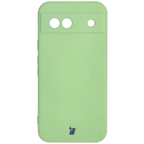 Silikonowe etui z pierścieniem magnetycznym Bizon Case Silicone Magnetic Sq do Google Pixel 8a jasnozielone