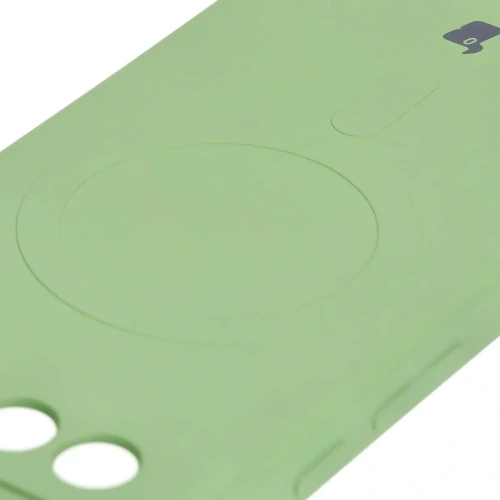 Silikonowe etui z pierścieniem magnetycznym Bizon Case Silicone Magnetic Sq do Google Pixel 8a jasnozielone