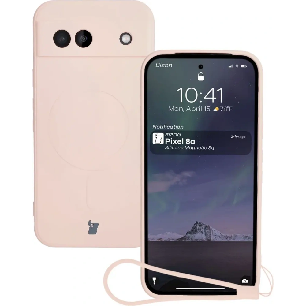 Hurtownia GSM - Silikonový obal s magnetickým kroužkem Bizon Case Silicone Magnetic Sq pro Google Pixel 8a světle růžový - BIZ6519 - {ean13} - Hurt